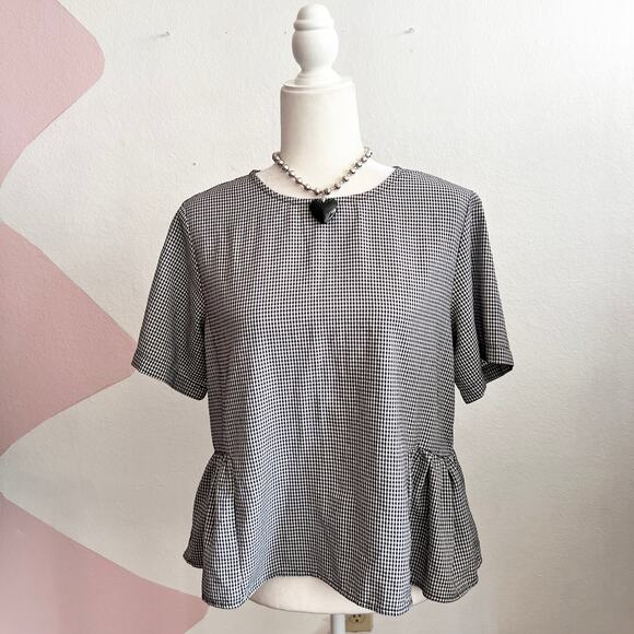 Gingham Peplum Top Cottagecore Academia Vintage Inspired Medium - Picture 1 of 6